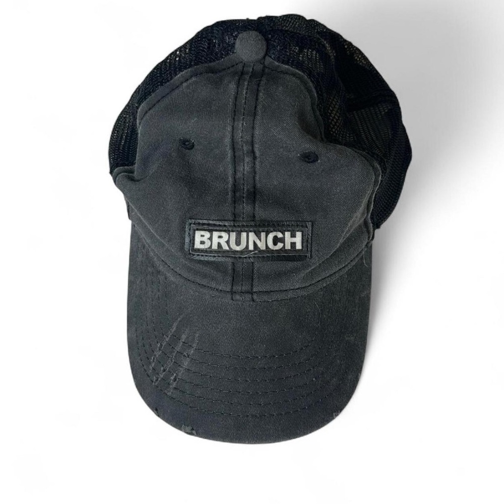 💜 Aliens of Brooklyn Brunch Gray/Black Distressed Trucker Hat (OS)